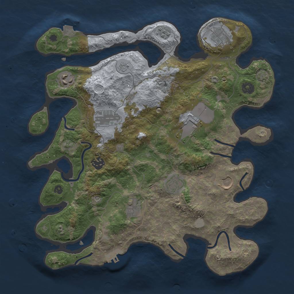 Rust Map: Procedural Map, Size: 3500, Seed: 1504148469, 16 Monuments