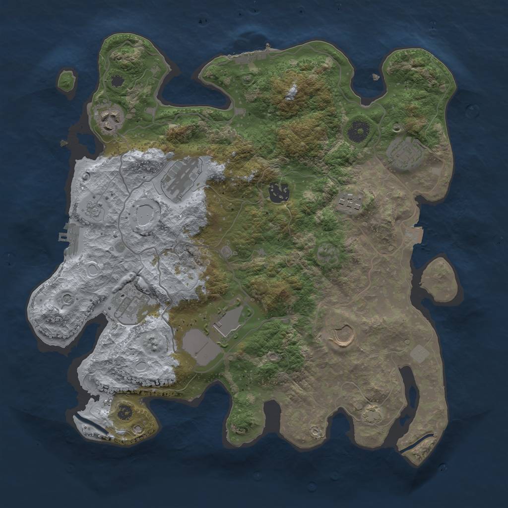 Rust Map: Procedural Map, Size: 3500, Seed: 1254162340, 16 Monuments