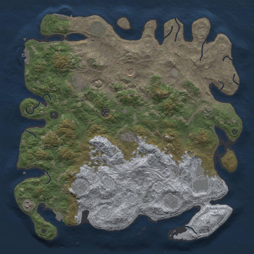 Rust Map: Procedural Map, Size: 4500, Seed: 1267460036, 19 Monuments