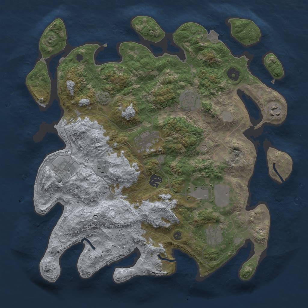 Rust Map: Procedural Map, Size: 3700, Seed: 586885033, 14 Monuments