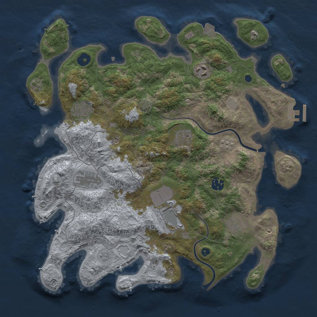 Rust Map: Procedural Map, Size: 3700, Seed: 586885033, 13 Monuments