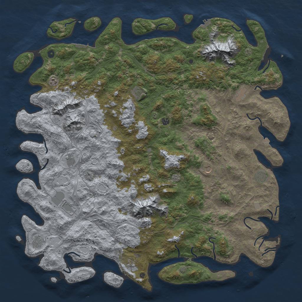 Rust Map: Procedural Map, Size: 6000, Seed: 822722681, 19 Monuments