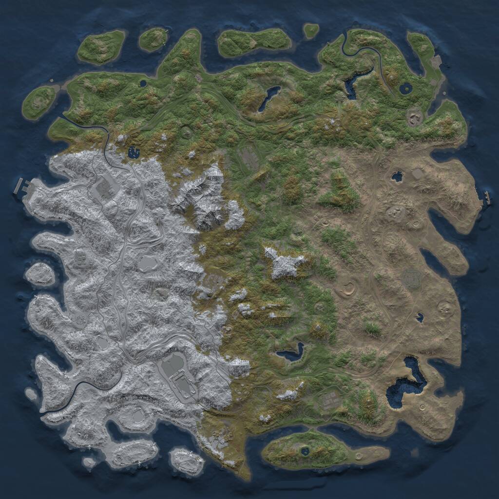 Rust Map: Procedural Map, Size: 6000, Seed: 822722681, 17 Monuments