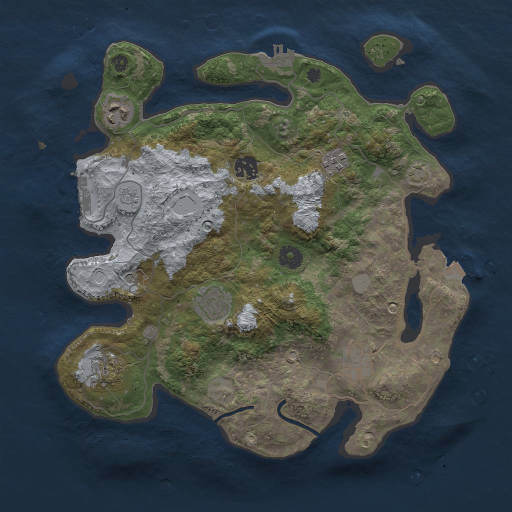 Rust Map: Procedural Map, Size: 3200, Seed: 283644977, 14 Monuments