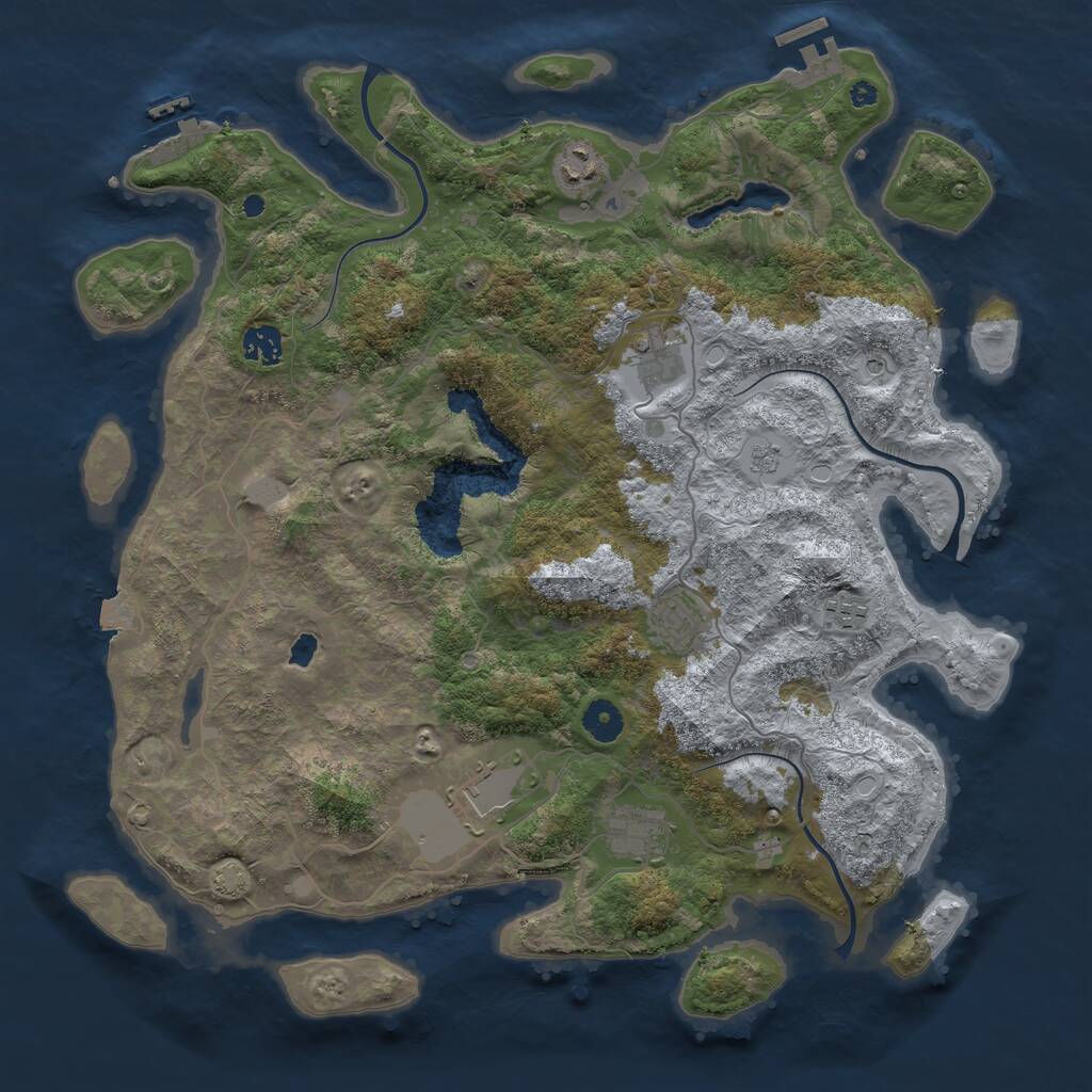 Rust Map: Procedural Map, Size: 4050, Seed: 1944466264, 13 Monuments