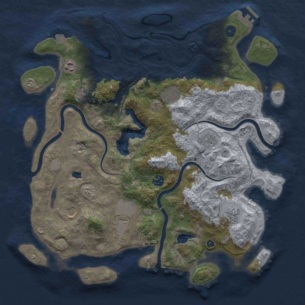 Rust Map: Procedural Map, Size: 4050, Seed: 1944466264, 13 Monuments