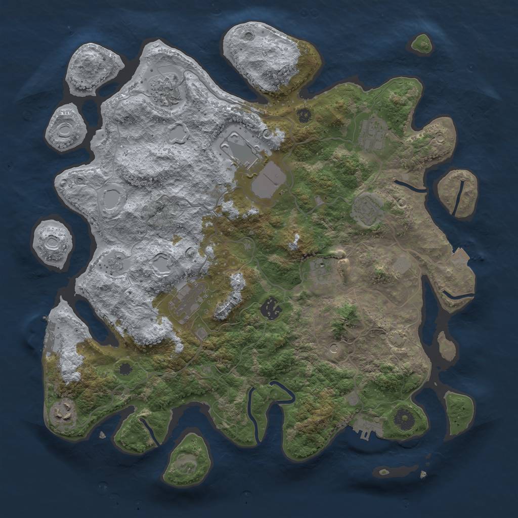 Rust Map: Procedural Map, Size: 3750, Seed: 104529, 16 Monuments