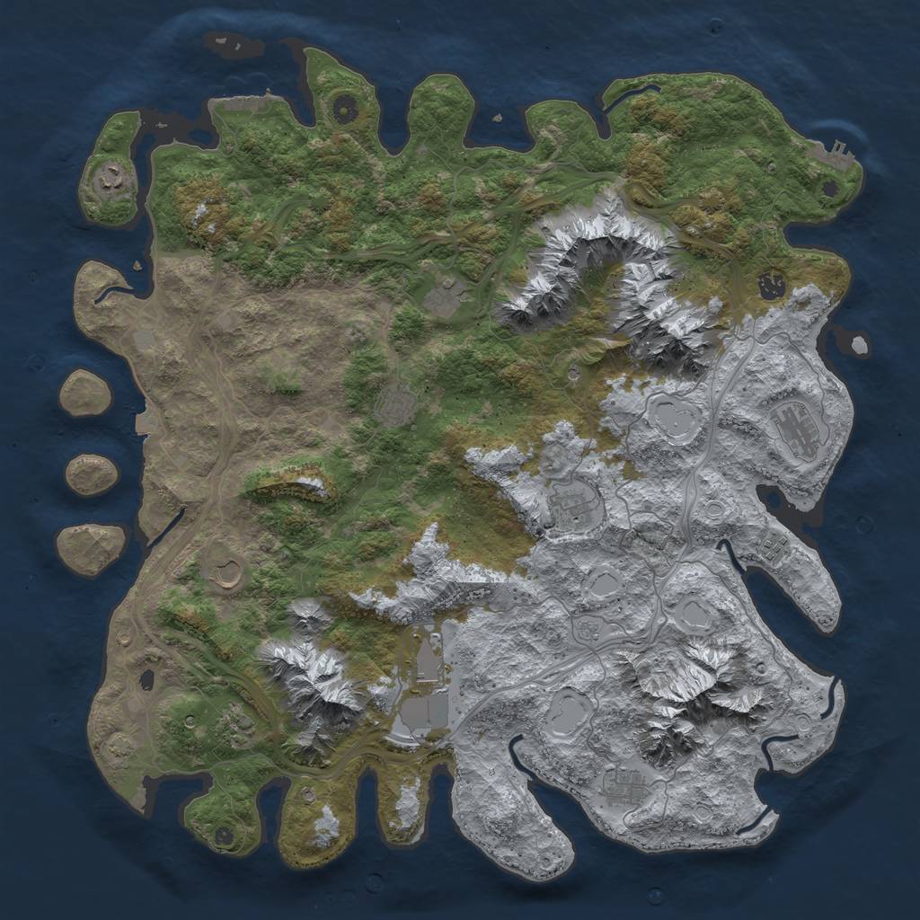 Rust Map: Procedural Map, Size: 5000, Seed: 219949405, 19 Monuments