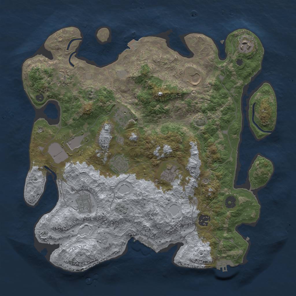 Rust Map: Procedural Map, Size: 3750, Seed: 40124, 18 Monuments