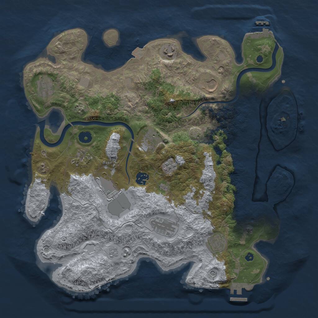 Rust Map: Procedural Map, Size: 3750, Seed: 40124, 16 Monuments