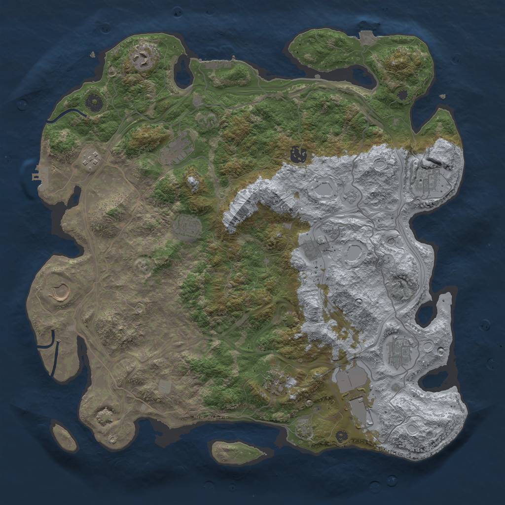 Rust Map: Procedural Map, Size: 4300, Seed: 47564906, 19 Monuments