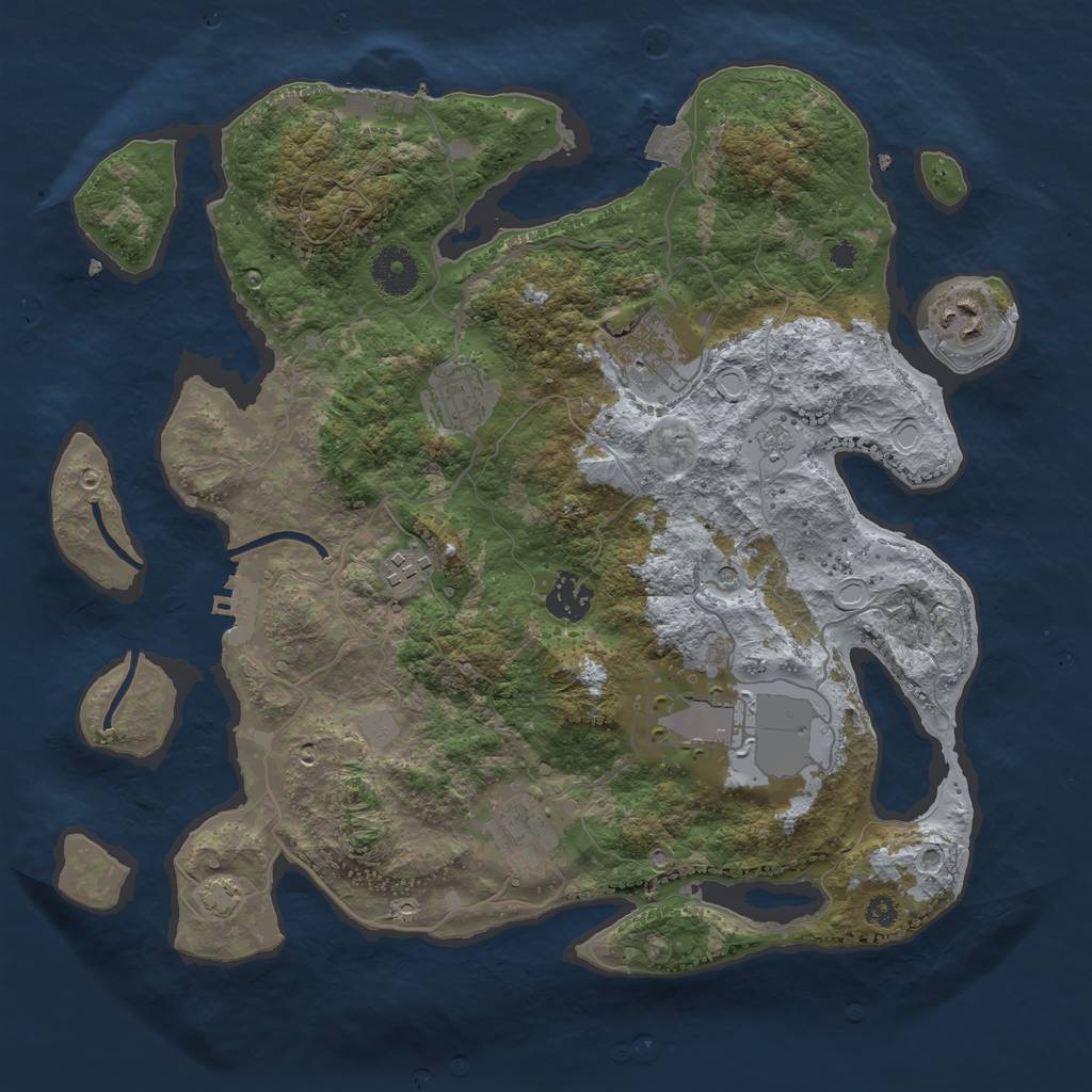 Rust Map: Procedural Map, Size: 3500, Seed: 25459063, 15 Monuments