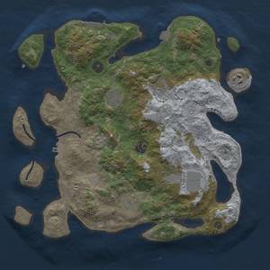 Thumbnail Rust Map: Procedural Map, Size: 3500, Seed: 25459063, 15 Monuments