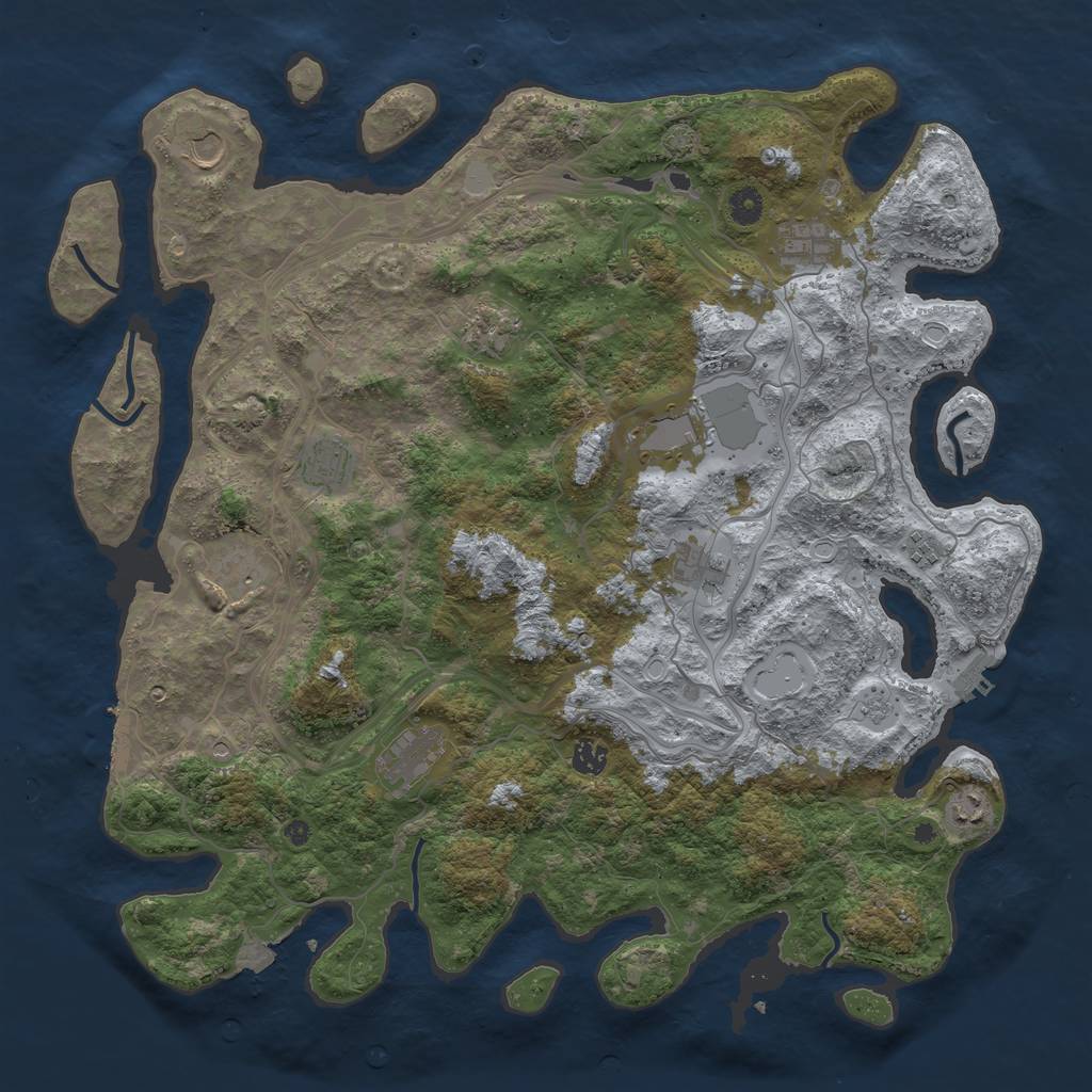 Rust Map: Procedural Map, Size: 4500, Seed: 2134085468, 19 Monuments