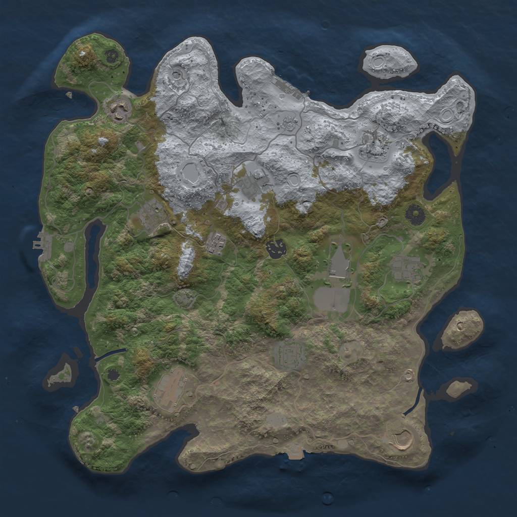 Rust Map: Procedural Map, Size: 3850, Seed: 739124716, 19 Monuments