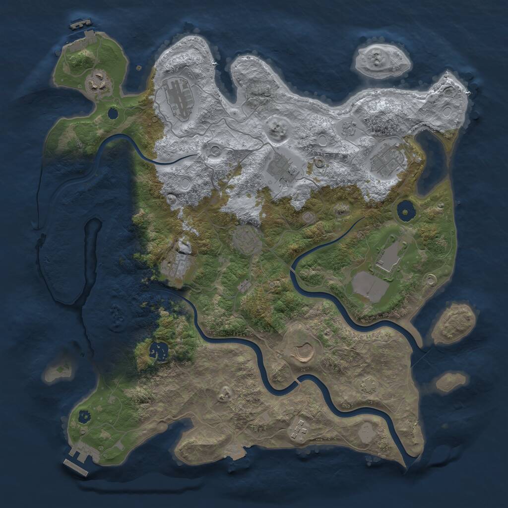 Rust Map: Procedural Map, Size: 3850, Seed: 739124716, 16 Monuments