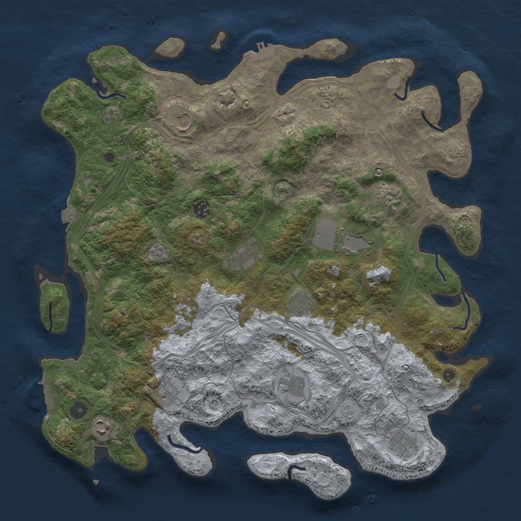 Rust Map: Procedural Map, Size: 4500, Seed: 975485, 19 Monuments