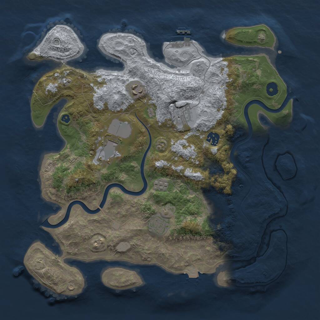 Rust Map: Procedural Map, Size: 3700, Seed: 1437574762, 11 Monuments