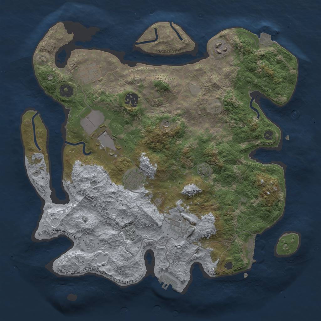 Rust Map: Procedural Map, Size: 3500, Seed: 566351235, 15 Monuments