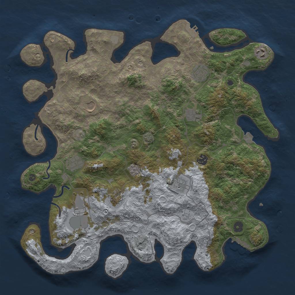 Rust Map: Procedural Map, Size: 4200, Seed: 18524477, 18 Monuments
