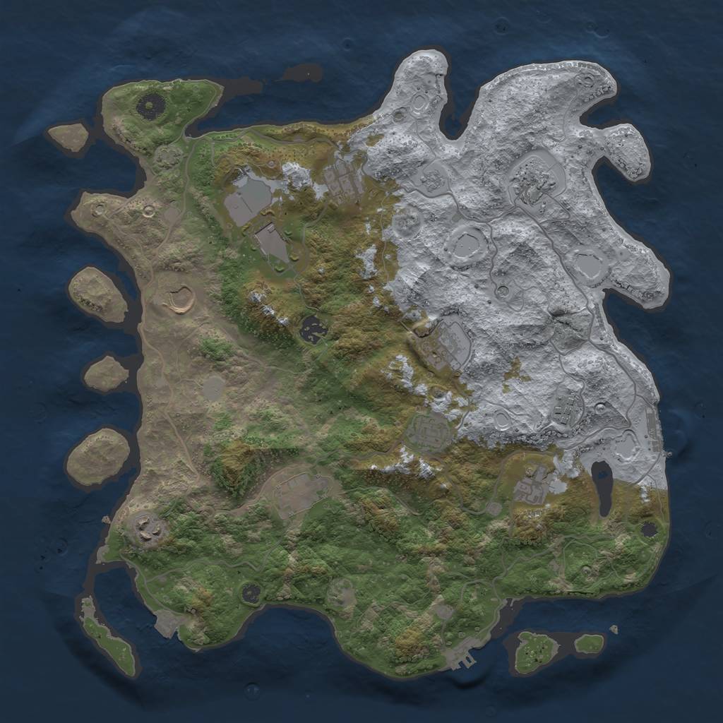 Rust Map: Procedural Map, Size: 4000, Seed: 1709616218, 19 Monuments