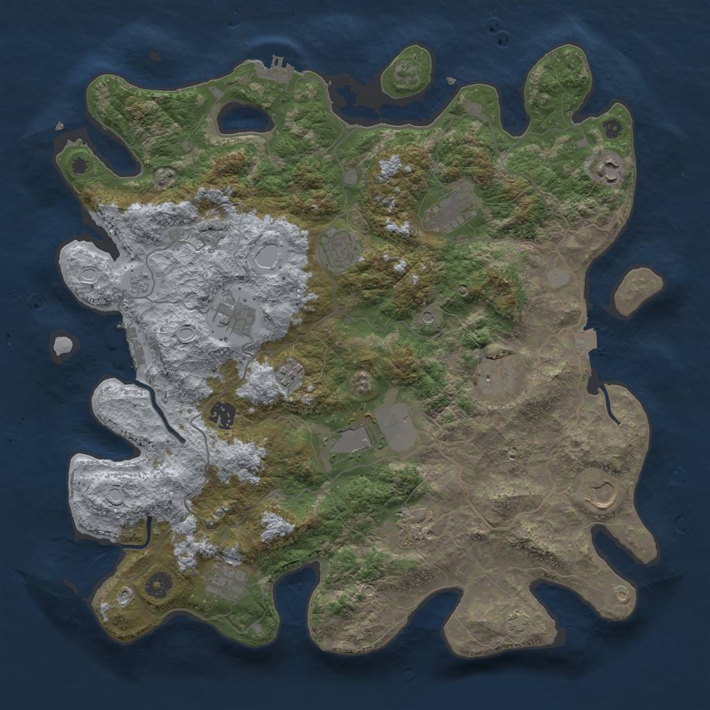 Rust Map: Procedural Map, Size: 4000, Seed: 6867, 19 Monuments