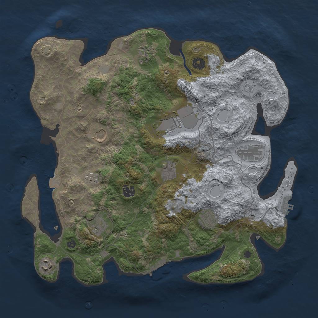 Rust Map: Procedural Map, Size: 3750, Seed: 97632345, 18 Monuments