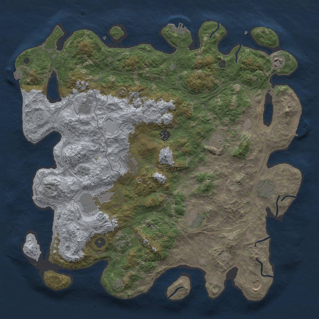 Rust Map: Procedural Map, Size: 4500, Seed: 875498648, 19 Monuments