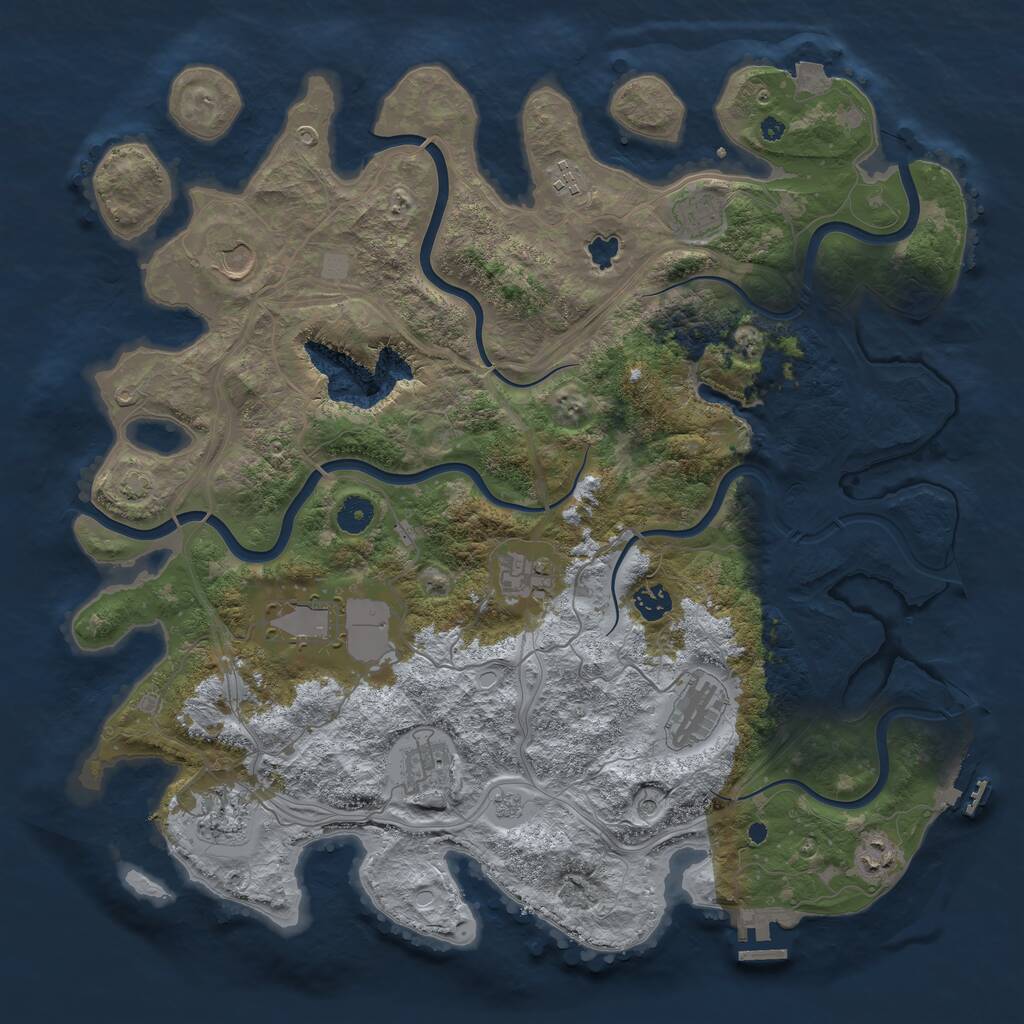 Rust Map: Procedural Map, Size: 4250, Seed: 30696969, 16 Monuments