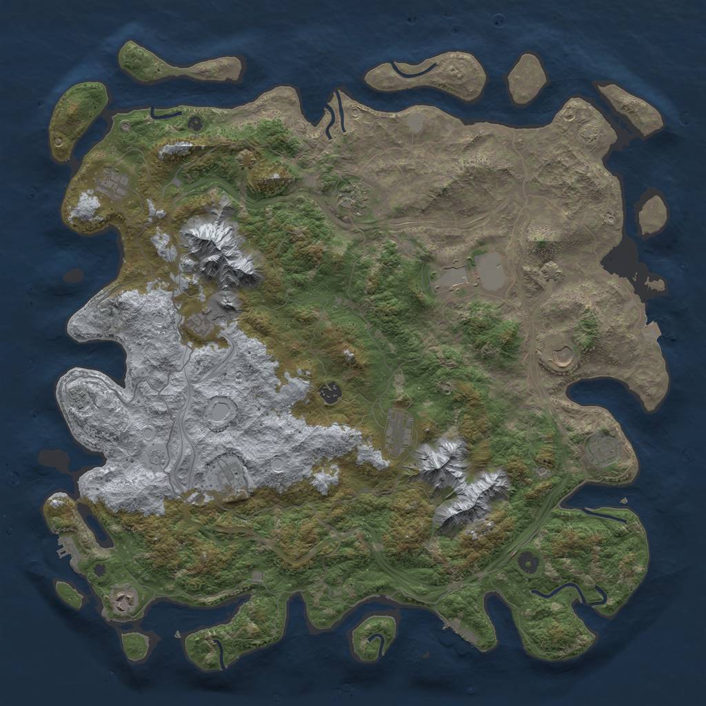 Rust Map: Procedural Map, Size: 5000, Seed: 63167, 19 Monuments