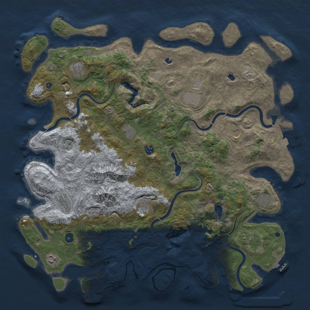 Rust Map: Procedural Map, Size: 5000, Seed: 63167, 16 Monuments