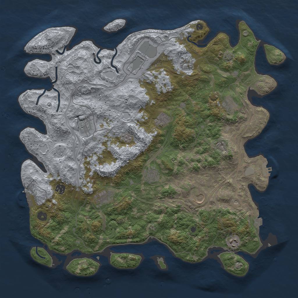 Rust Map: Procedural Map, Size: 4500, Seed: 513628085, 19 Monuments