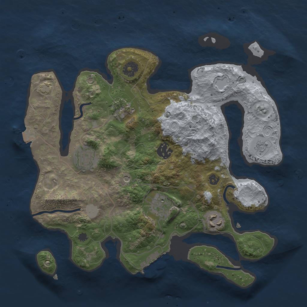 Rust Map: Procedural Map, Size: 3000, Seed: 932789465, 12 Monuments