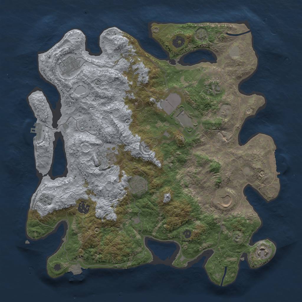 Rust Map: Procedural Map, Size: 3750, Seed: 568099684, 17 Monuments