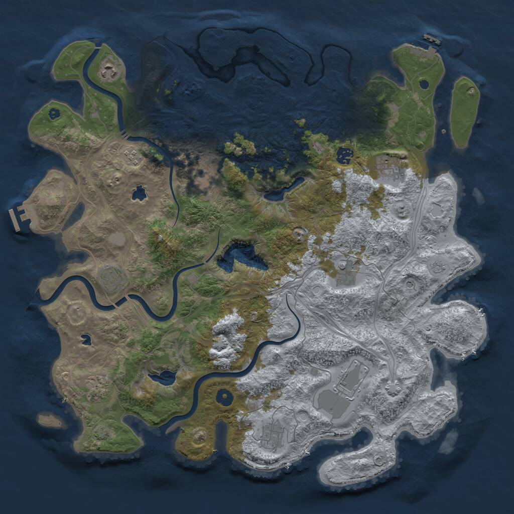 Rust Map: Procedural Map, Size: 4500, Seed: 407845754, 16 Monuments