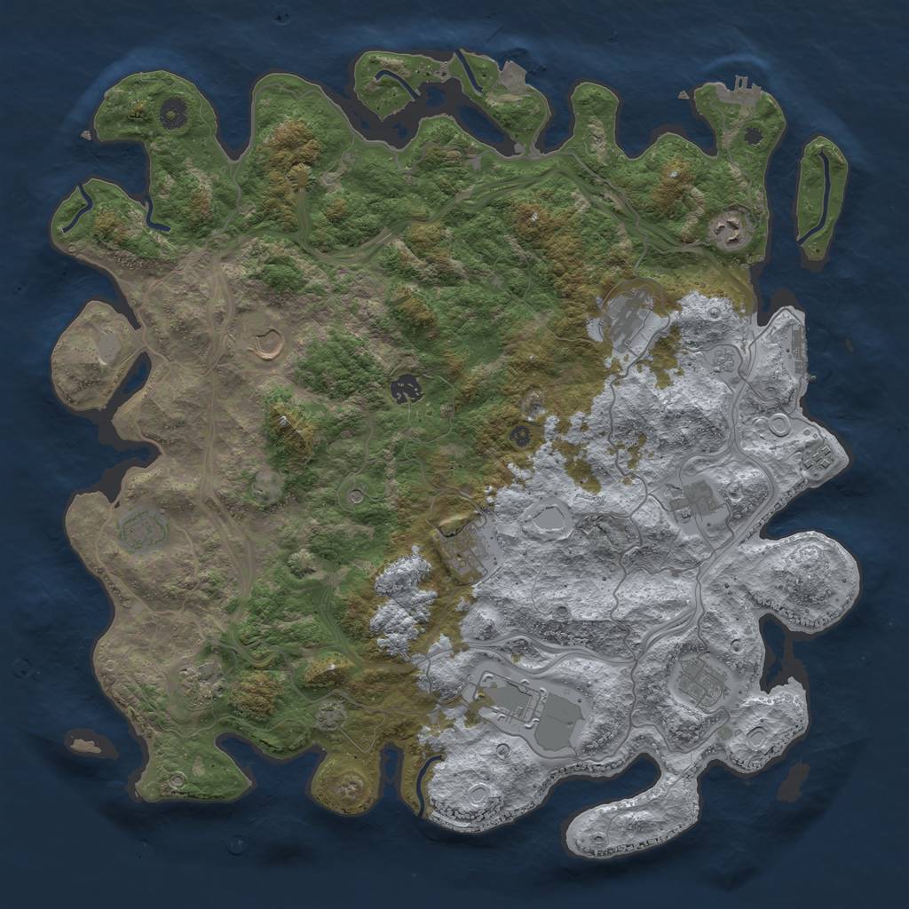 Rust Map: Procedural Map, Size: 4500, Seed: 407845754, 19 Monuments