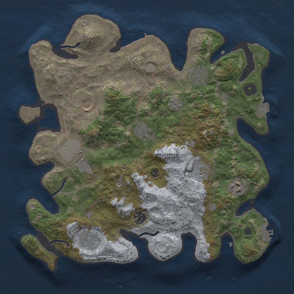 Rust Map: Procedural Map, Size: 3500, Seed: 1153051872, 17 Monuments