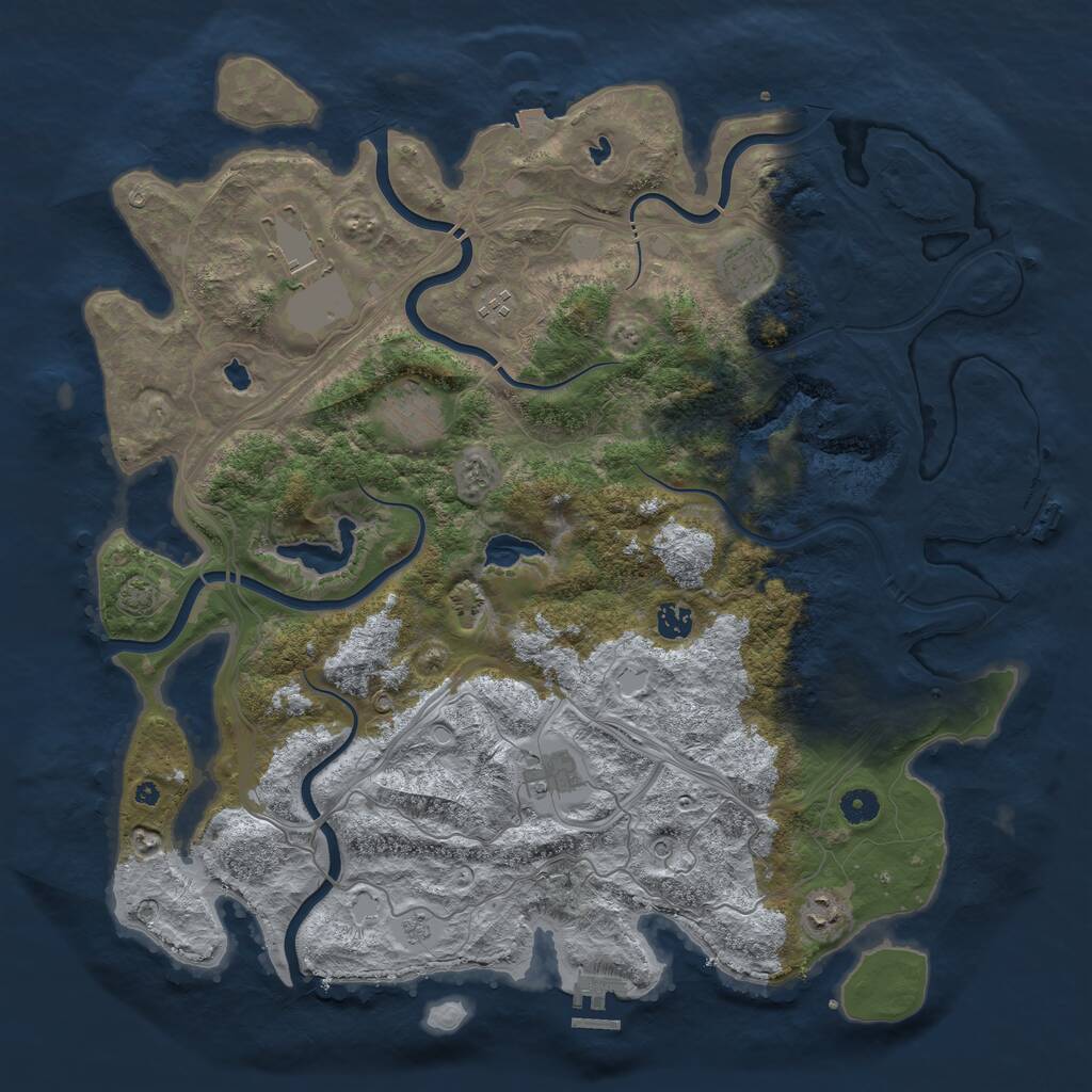 Rust Map: Procedural Map, Size: 4500, Seed: 910900059, 13 Monuments