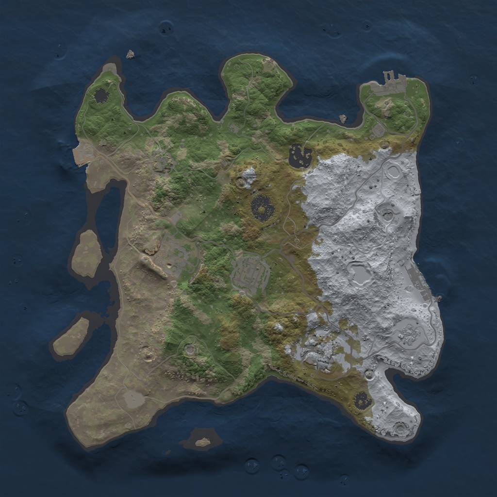 Rust Map: Procedural Map, Size: 3000, Seed: 101368342, 12 Monuments