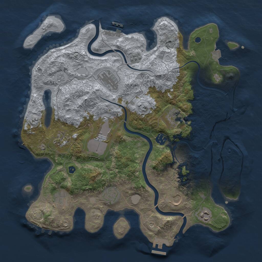 Rust Map: Procedural Map, Size: 3650, Seed: 51866176, 16 Monuments
