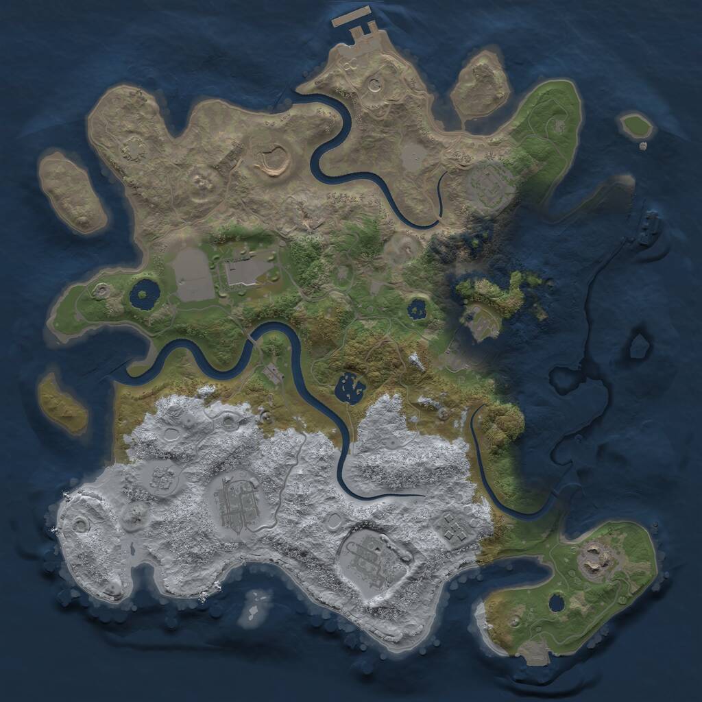 Rust Map: Procedural Map, Size: 3500, Seed: 277669377, 15 Monuments