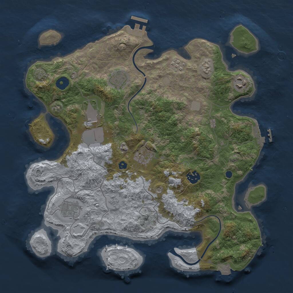 Rust Map: Procedural Map, Size: 3500, Seed: 69295247, 13 Monuments