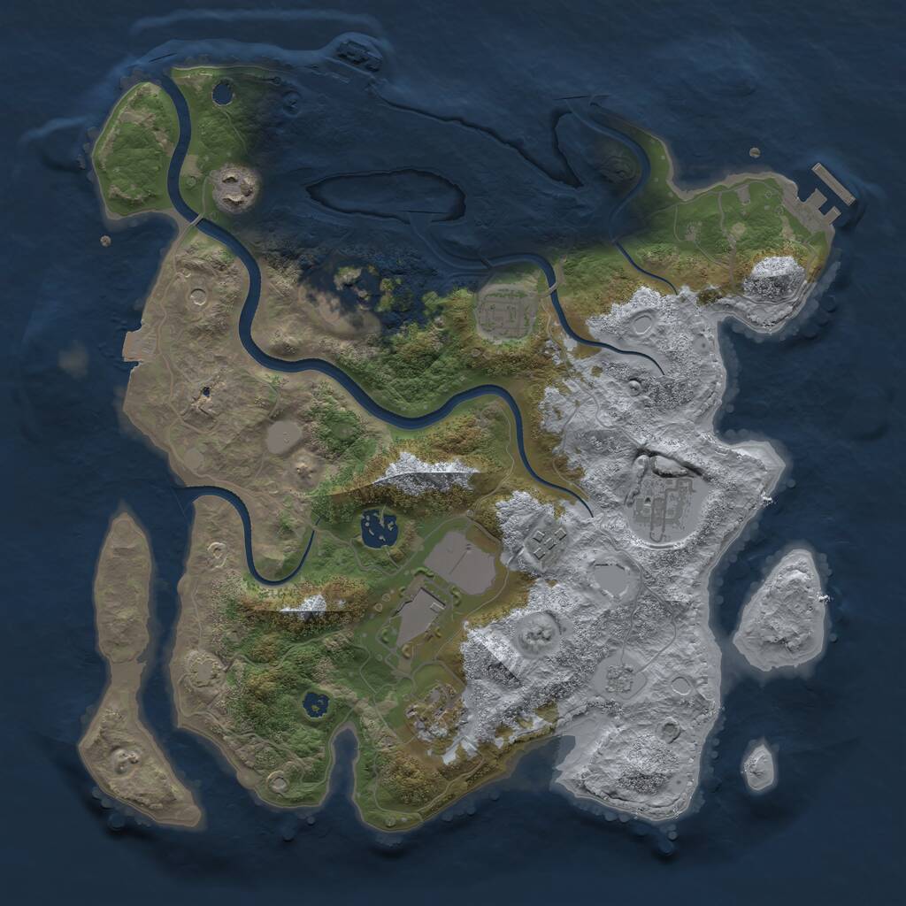 Rust Map: Procedural Map, Size: 3500, Seed: 1699454723, 14 Monuments