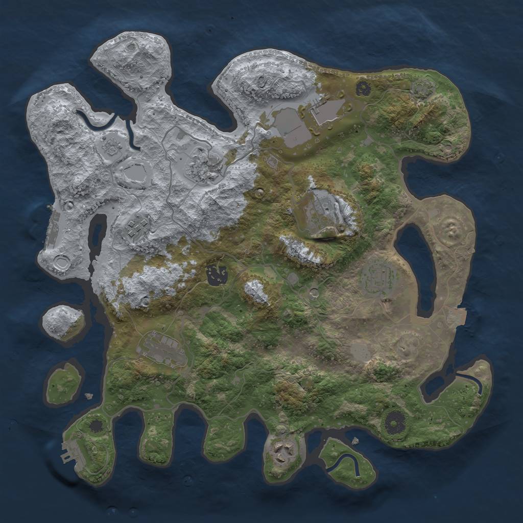 Rust Map: Procedural Map, Size: 3500, Seed: 9001429, 16 Monuments