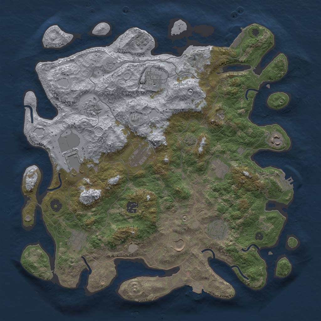 Rust Map: Procedural Map, Size: 4000, Seed: 1169416744, 19 Monuments