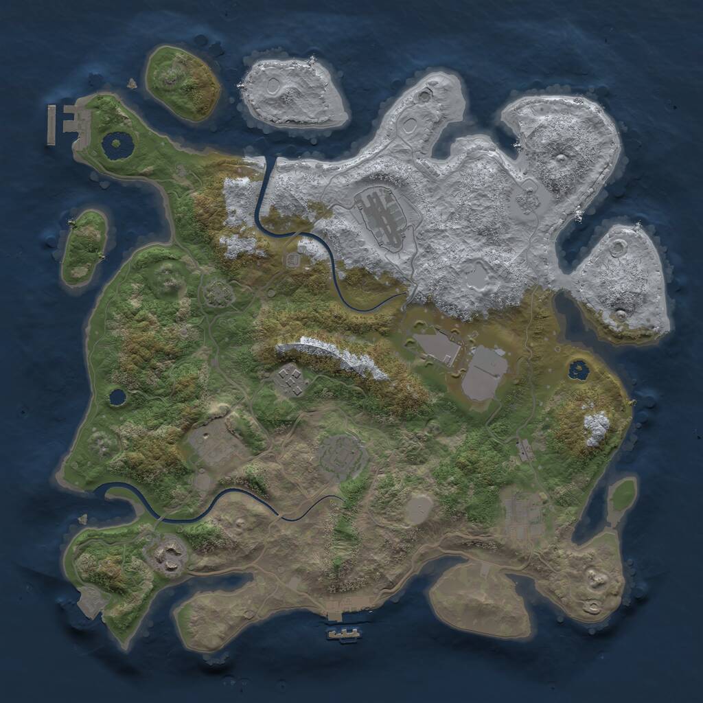 Rust Map: Procedural Map, Size: 3500, Seed: 1693276965, 12 Monuments