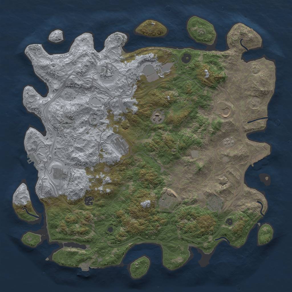 Rust Map: Procedural Map, Size: 4500, Seed: 2142179949, 18 Monuments