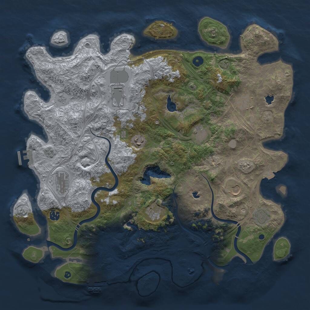 Rust Map: Procedural Map, Size: 4500, Seed: 2142179949, 17 Monuments