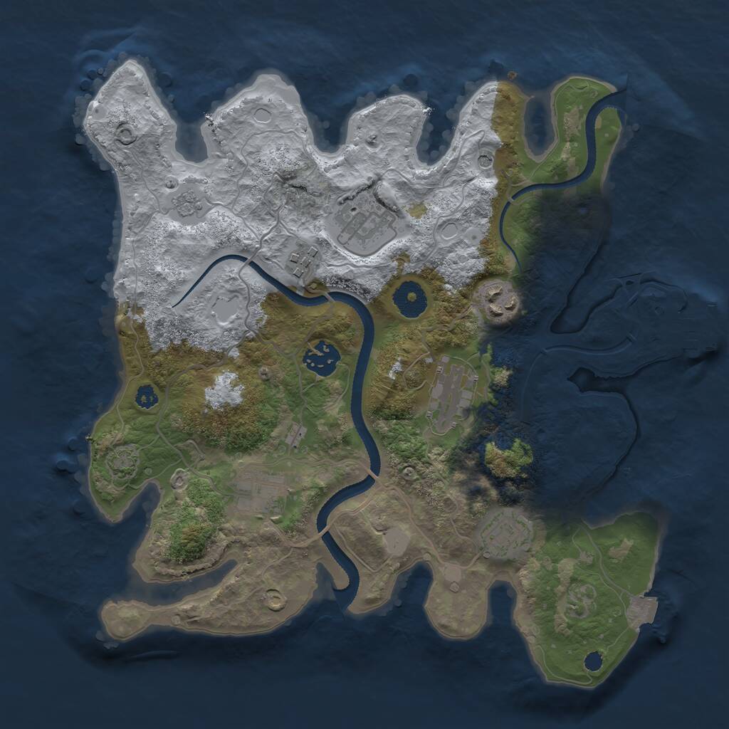 Rust Map: Procedural Map, Size: 3200, Seed: 93841280, 12 Monuments