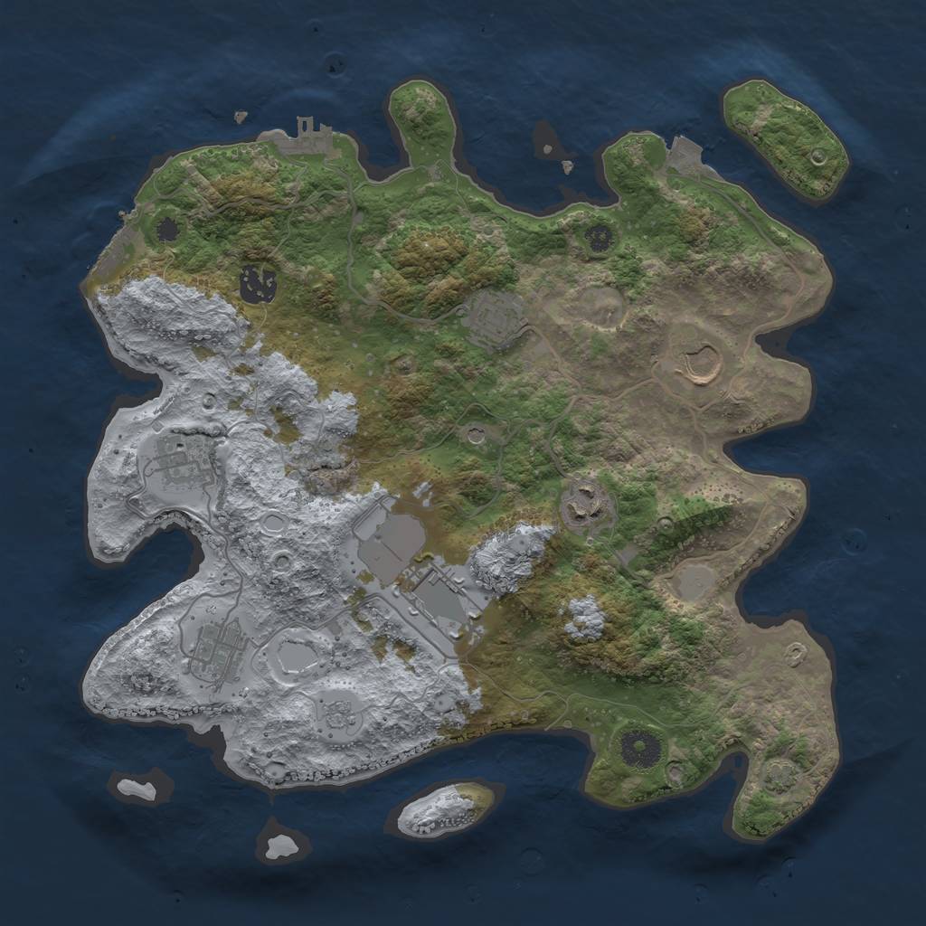 Rust Map: Procedural Map, Size: 3500, Seed: 646980221, 15 Monuments